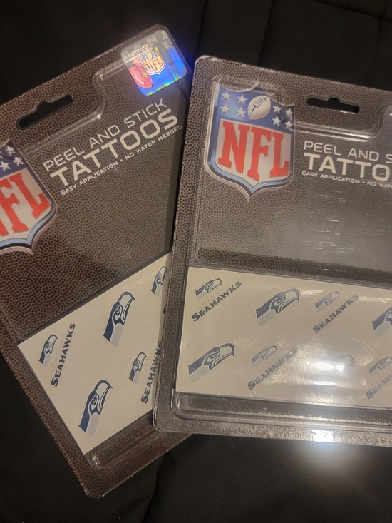NFL Other - NFL Seattle Seahawks Stick-On Team Tattoos — Navy and White Logos